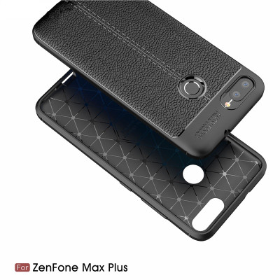 Силиконови гърбове Силиконови гърбове за ASUS Луксозен силиконов гръб ТПУ кожа дизайн за Asus Zenfone Max Plus M1 5.7 ZB570TL X018D черен